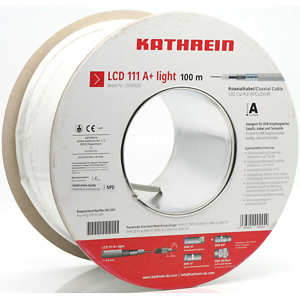 KATHREIN Koaxialkabel A+ 135dB 6,8mm ws LCD111A+lig/100m Eca